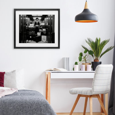 Elevator Chic Shopping Framed Print Under Glass, design by A Barefoot Stylist
