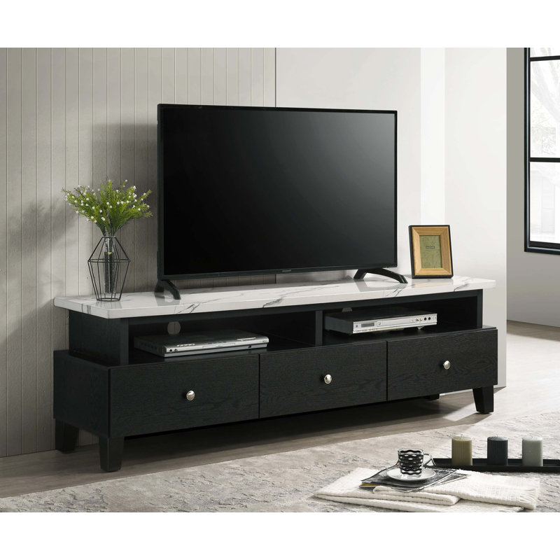 1pc Modern Sleek Faux Marble Accents Legs TV Stand Console