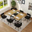 Ensemble de table de salle à manger 7 pièces pour 6, 1 table et 6 chaises rembourrées en velours noir, table en mélamine grain de bois noir et bois, ensemble de coin de cuisine moderne capitonné pour salle à manger, appartement et petit espace-2020282736