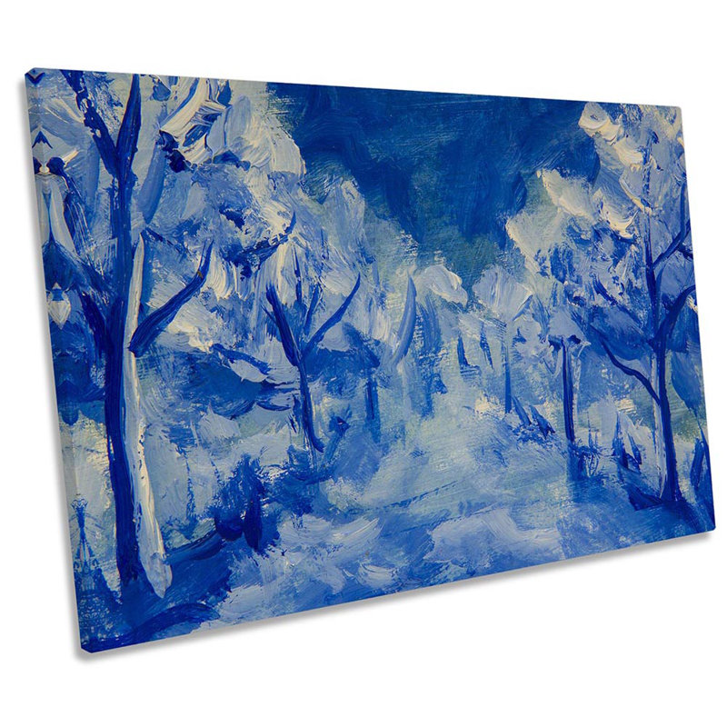 Winter Trees Landscape - Wrapped Canvas Painting, 81.3cm H x 121.9cm W x 4cm D