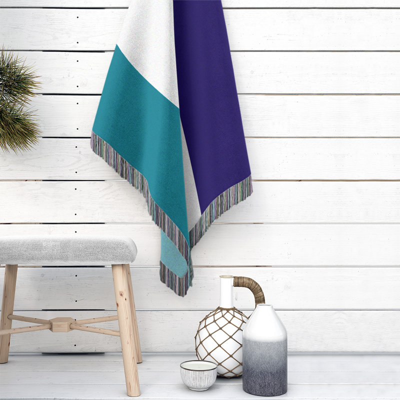 Couverture en coton Charlotte, L 60 po x L 80 po, Bleu sarcelle / blanc / mauve foncé, Basketball Charlotte