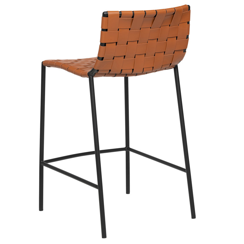 Laimonas Upholstered Counter Stool with Metal Frame, Counter Stool (25.5" Seat Height), Cognac