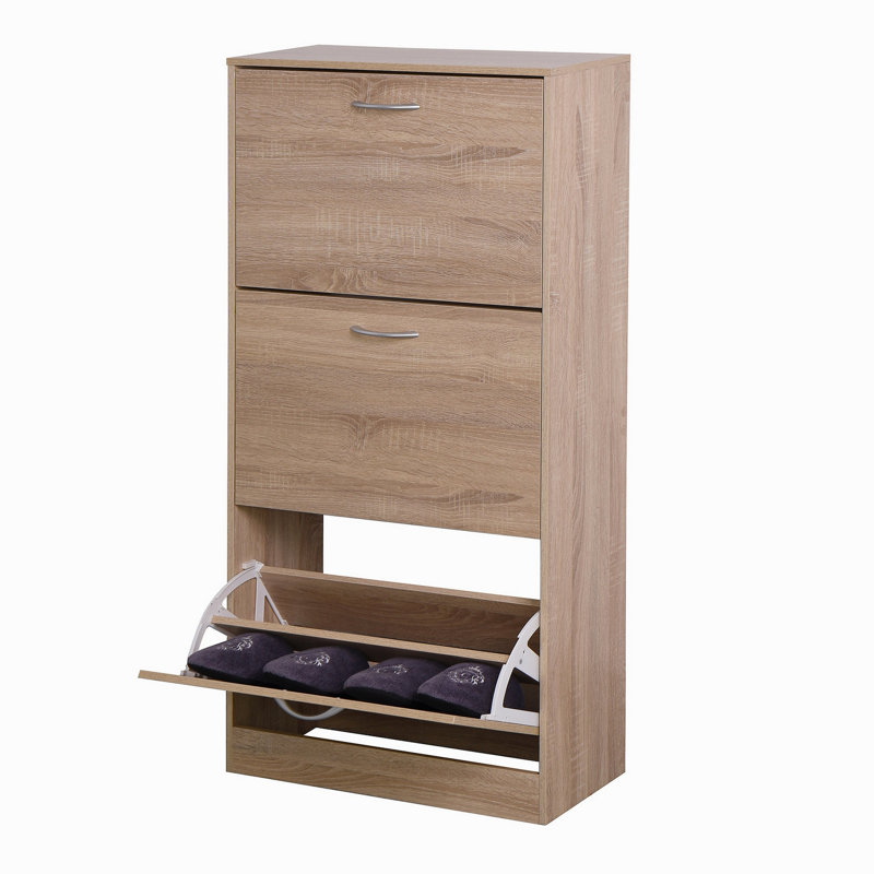 Armoire de rangement pour chaussures à 3 tiroirs, range-chaussures en bois à 3 niveaux pour vestibule