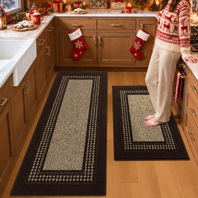 Rug Inspired Layered Border Kitchen Mat