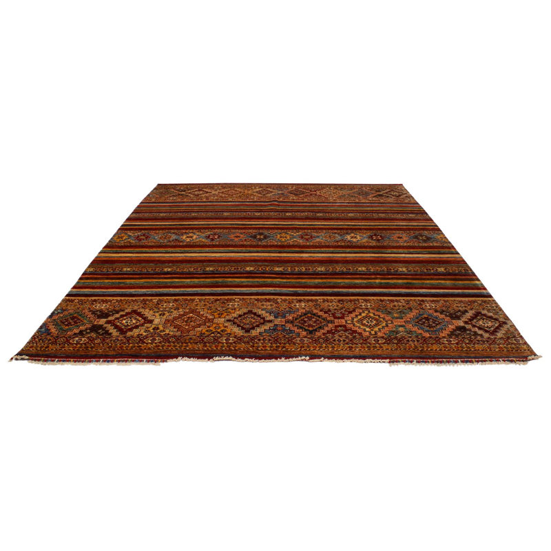 Tapis tribal multicolore et rouge 8 x 10