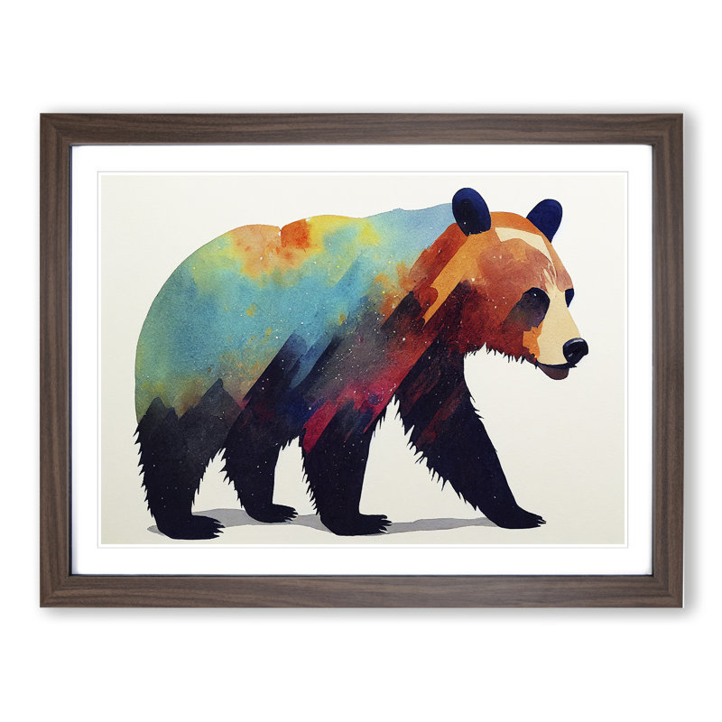 Watercolour Bear Vol.2 Abstract - Framed Print, Walnut Framed, 46cm H x 64cm W x 2cm D