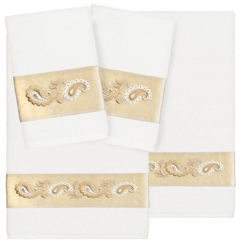  Ensemble de serviettes 4 pièces 100% coton turc, Blanc