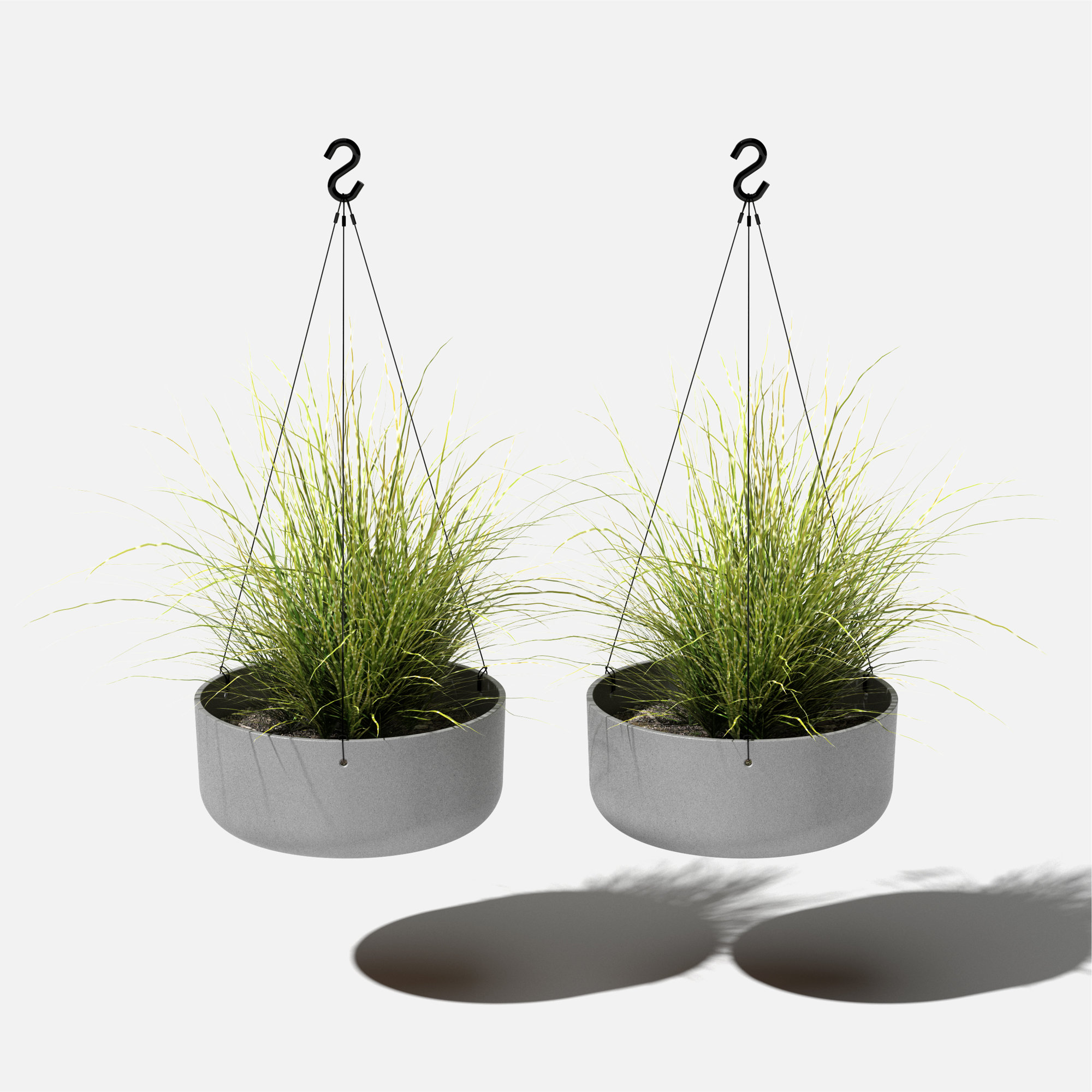 Mason Series Hanging Kona Bowl Planter, 2, Gray
