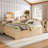 Full Size Daybed With Trundle,Wood Daybed Frame with Storage Drawers,Side Shelves and Desk,Golden-781719959-781719958