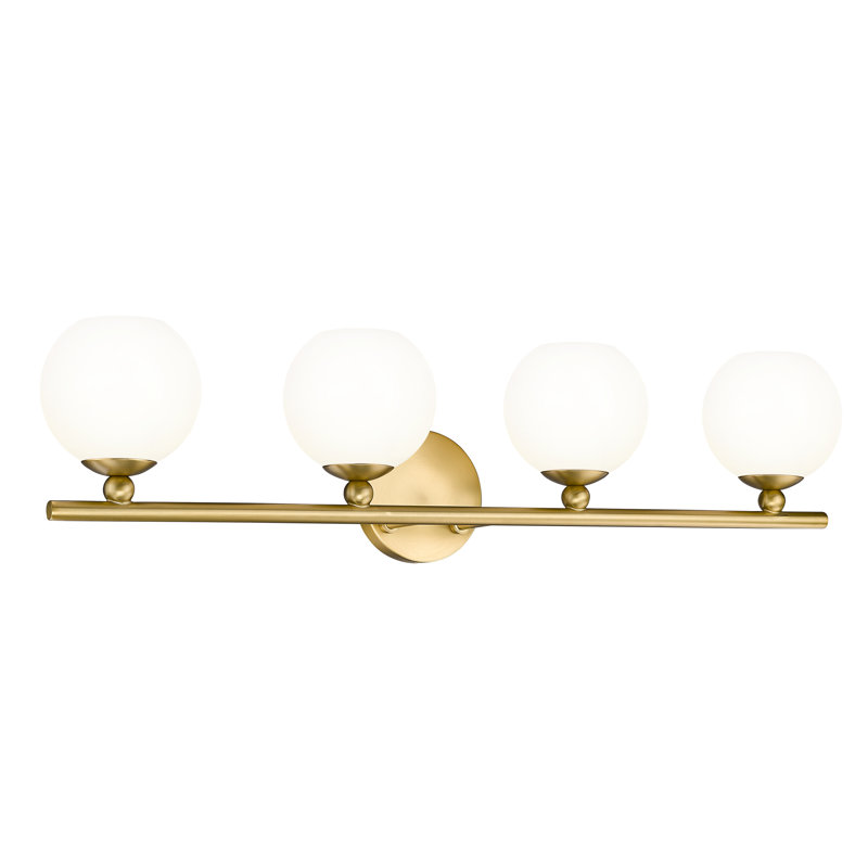 Éclairage pour meuble-lavabo à 4 lumières à intensité variable Alvah, Or moderne