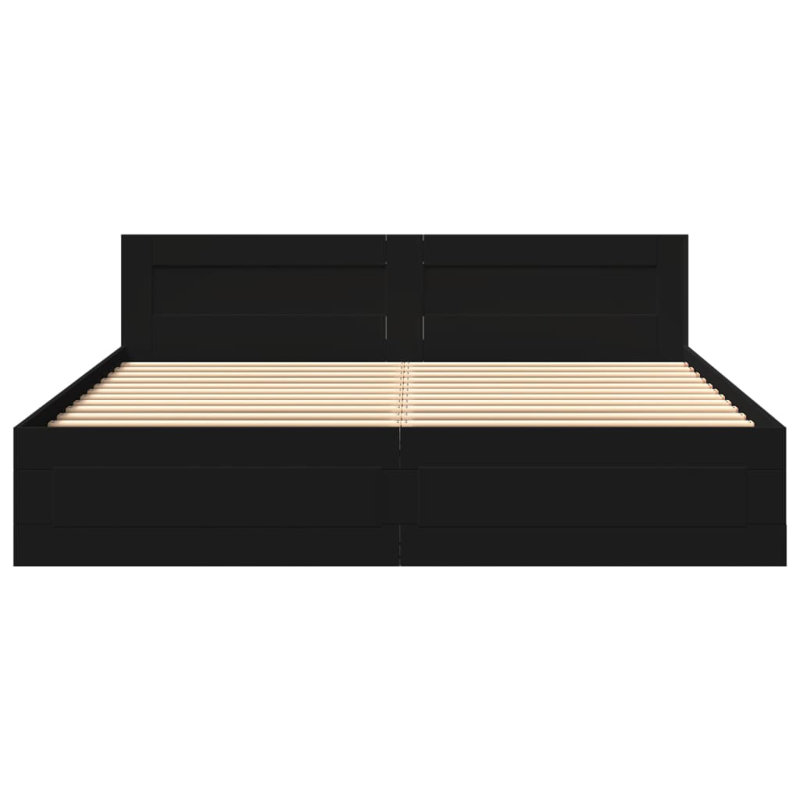 Bed Frame With Headboard Without Mattress 200X200 Cm, Black