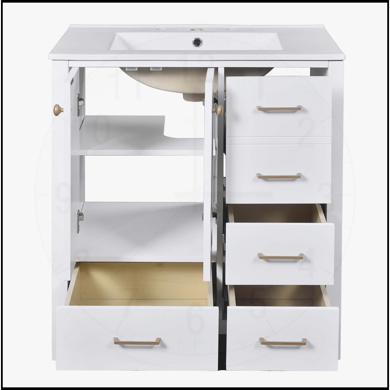 Meuble-lavabo 30 po avec lavabo en céramique, Blanc
