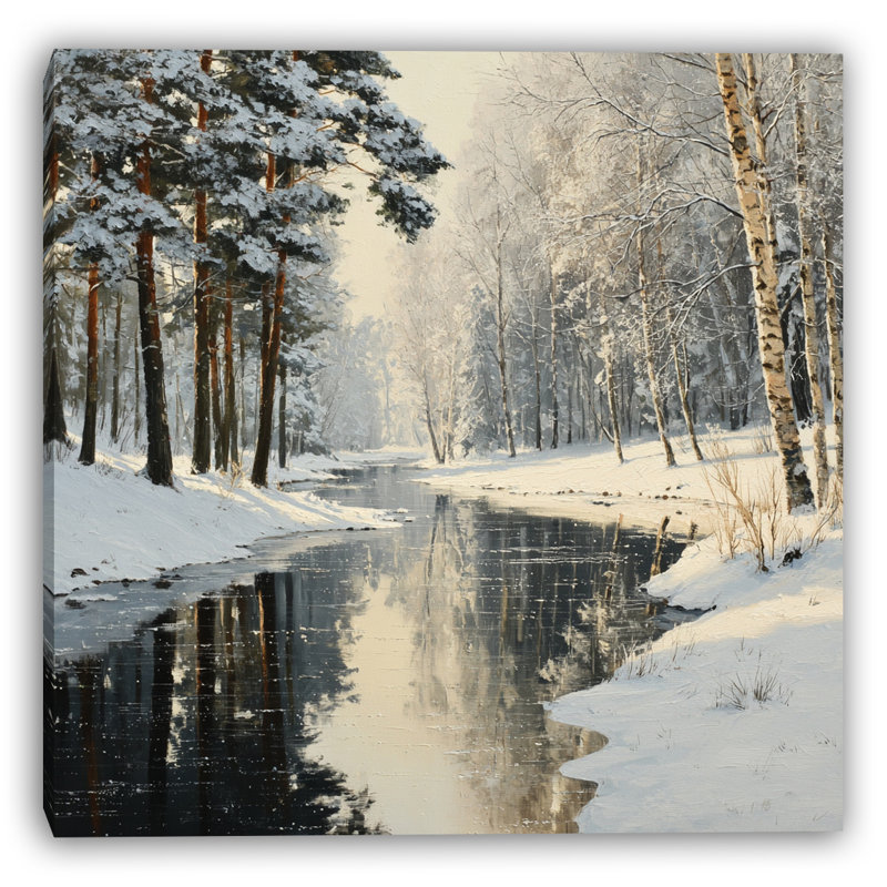 «Winter River Calm», art mural sur toile tendue, H 30 po x l 30 po