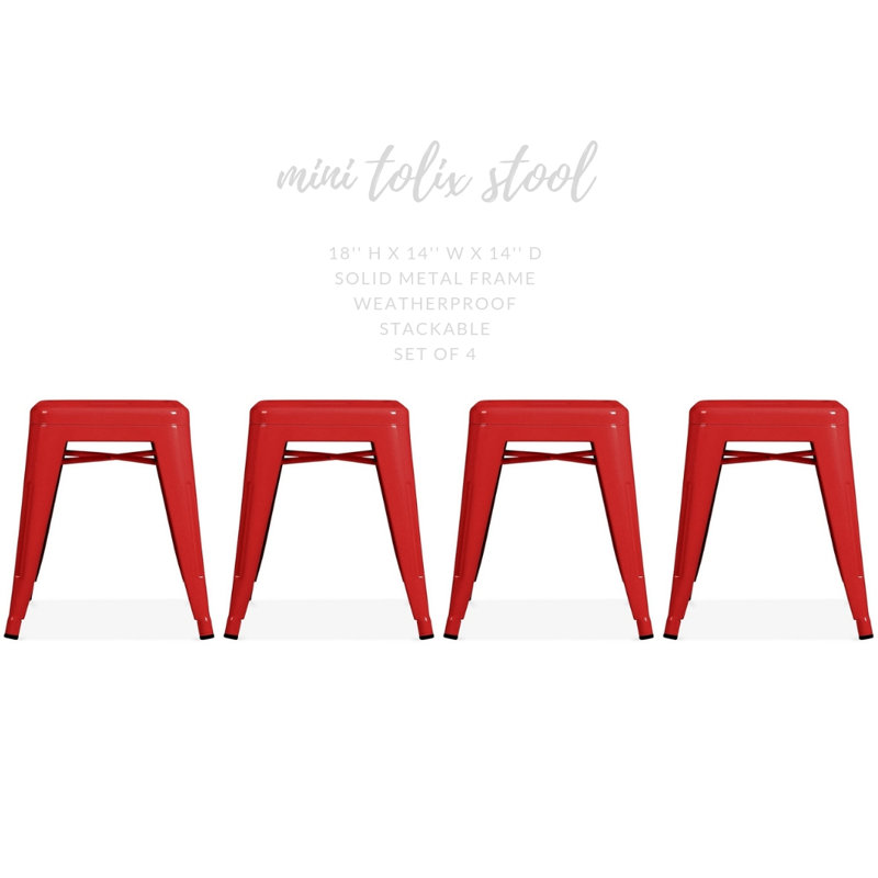Kamonte Counter Stool with Metal Frame, Red