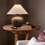 Lampe de table en céramique Wabi Sabi de 40 cm, lampe de chevet rustique style ferme avec abat-jour en lin, brun terreux