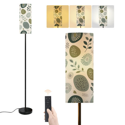 Floor Lamp green Botanical mid century circles geometric  dark floral modern Dimmable Modern Standing Lamp with Remote Control Footswitch Bulb Lampshade Tall Pole Corner Lamp for Living Room Bedroom Office