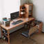 Noyer clair + bureau en bois massif en forme de L noir + fer-1038021432-1038021435