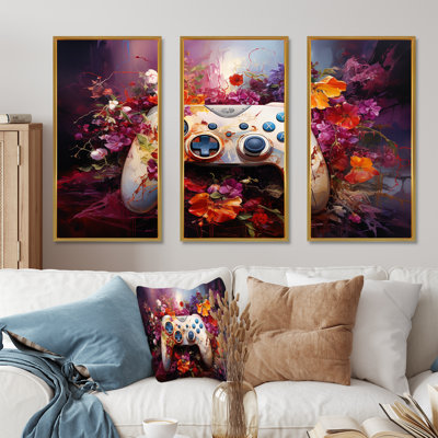 Blooming Multicolor Gaming Controller - Video Games Wall Art
