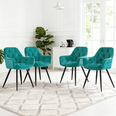 Runkle Upholstered Velvet Dining Chair with Arm