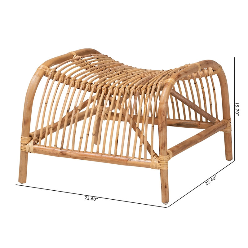 Repose-pieds moderne en rotin brun naturel moderne bohème