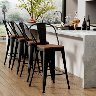 High Back Metal Counter And Bar Stools
