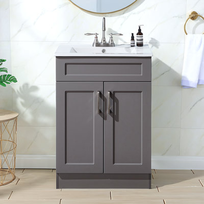 24" Modern 2-Door Free-Standing Single Bathroom Vanity Set