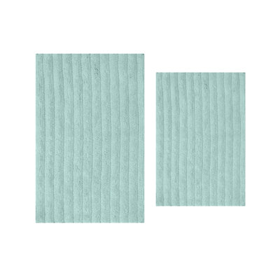 Essence 2 Piece Ultra Soft Absorbent Microfiber Bath Rug Set with Non-Slip Backing, 20x32 + 24x40, Turquoise