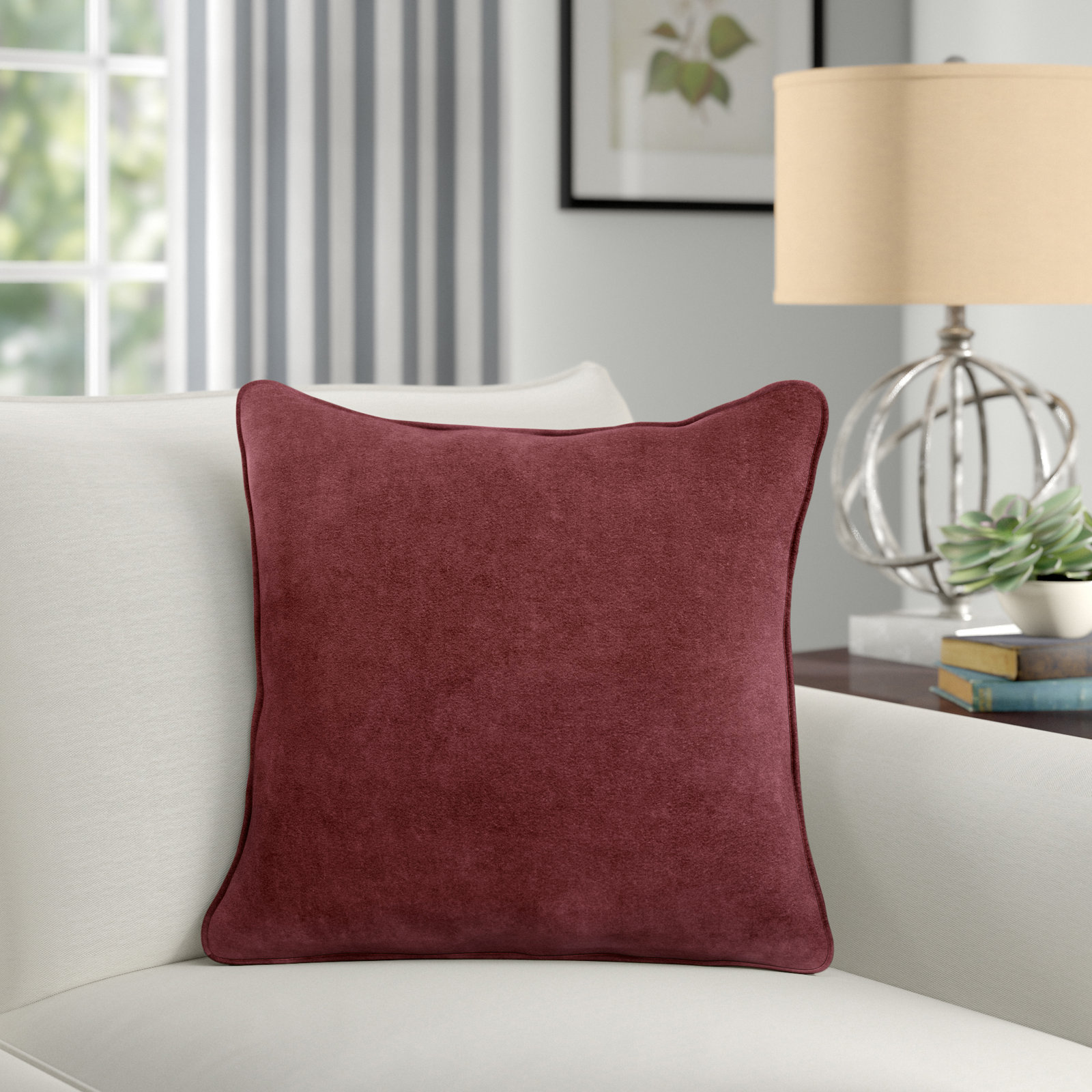 Safflower Ally Throw Pillow, Burgundy, Down