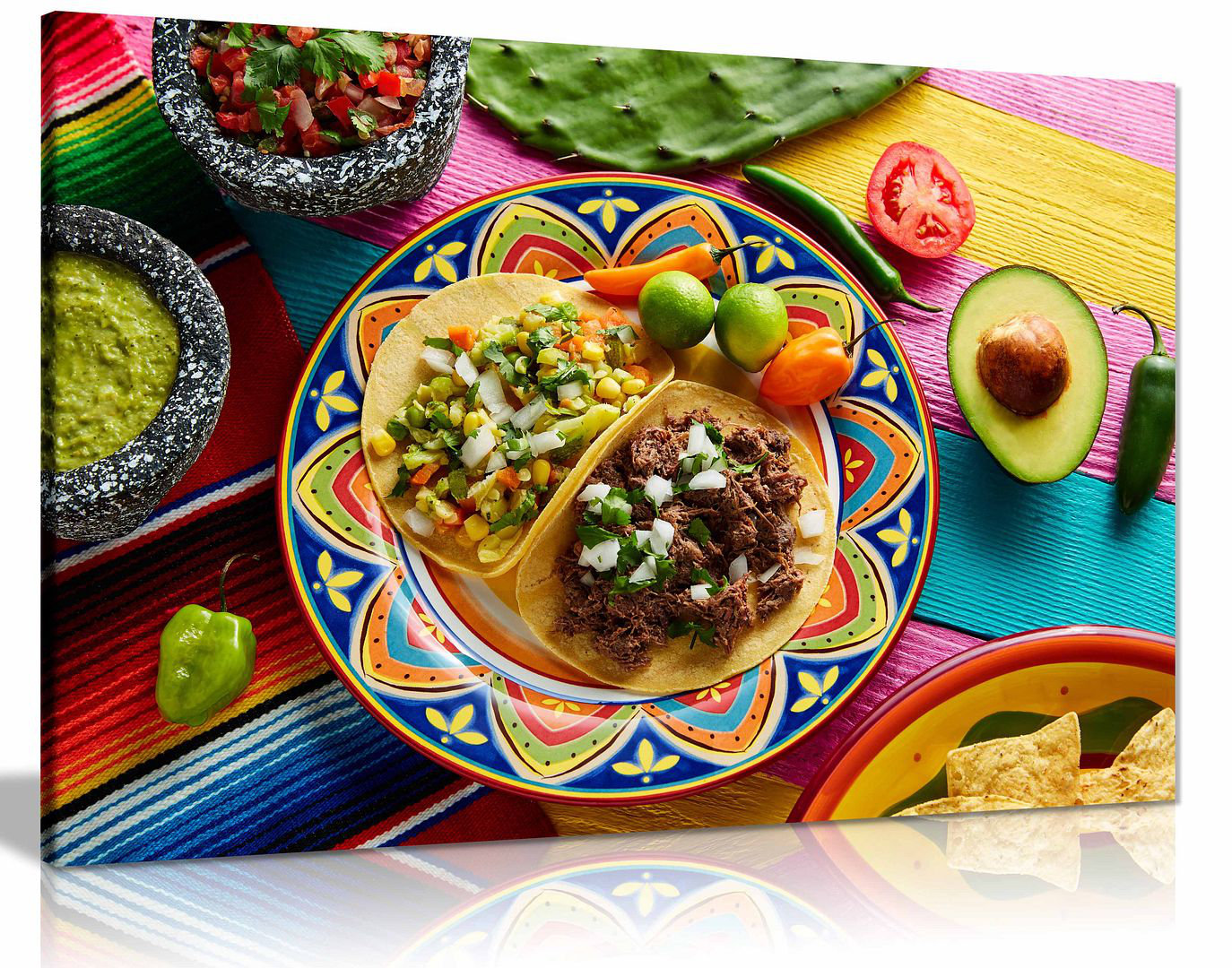 17 Stories Mexican Restuarant Food Platillo Tacos Canvas Wall Art ...