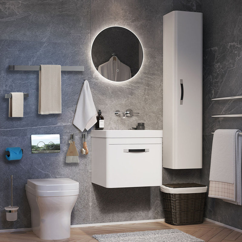 5-Piece Decorative Bathroom Hardware Set: Towel Bars , Tp Holder, 2 Robe Hooks – Easy Wall Mount, No Assembly Needed, Modern Finish