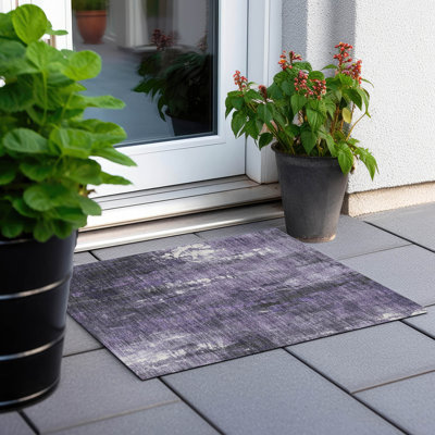 Machine Washable Indoor/Outdoor Cinead ACN1683 Purple Rug