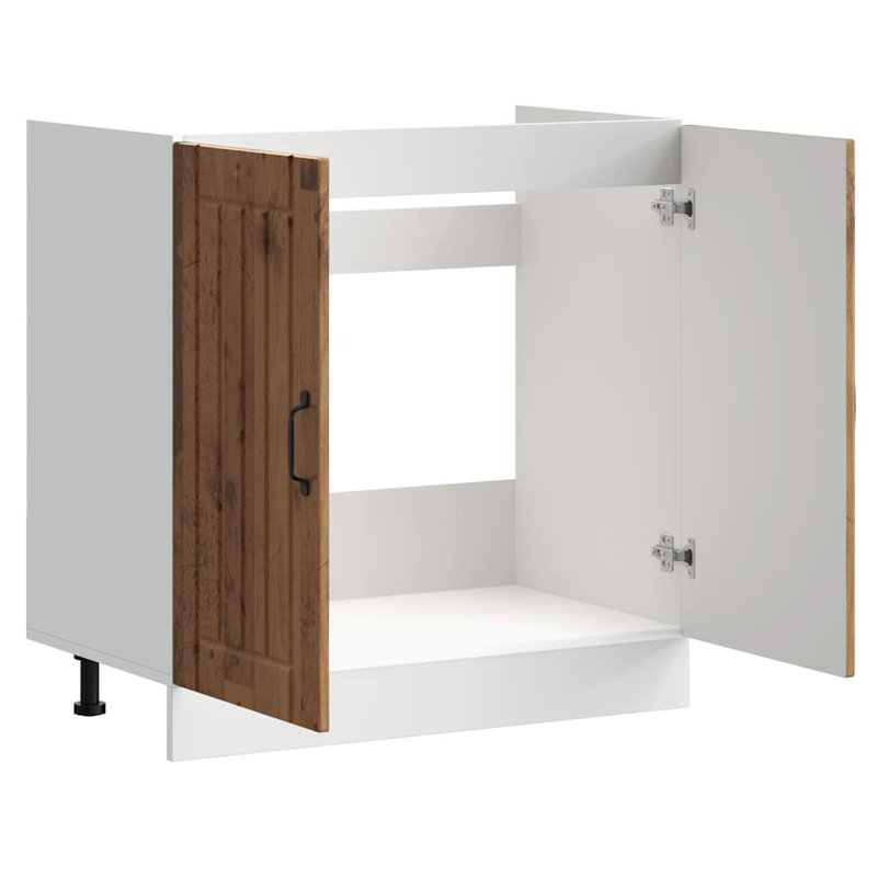 Sink Base Cabinet Lucca High Gloss Engineered Wood, Old Wood