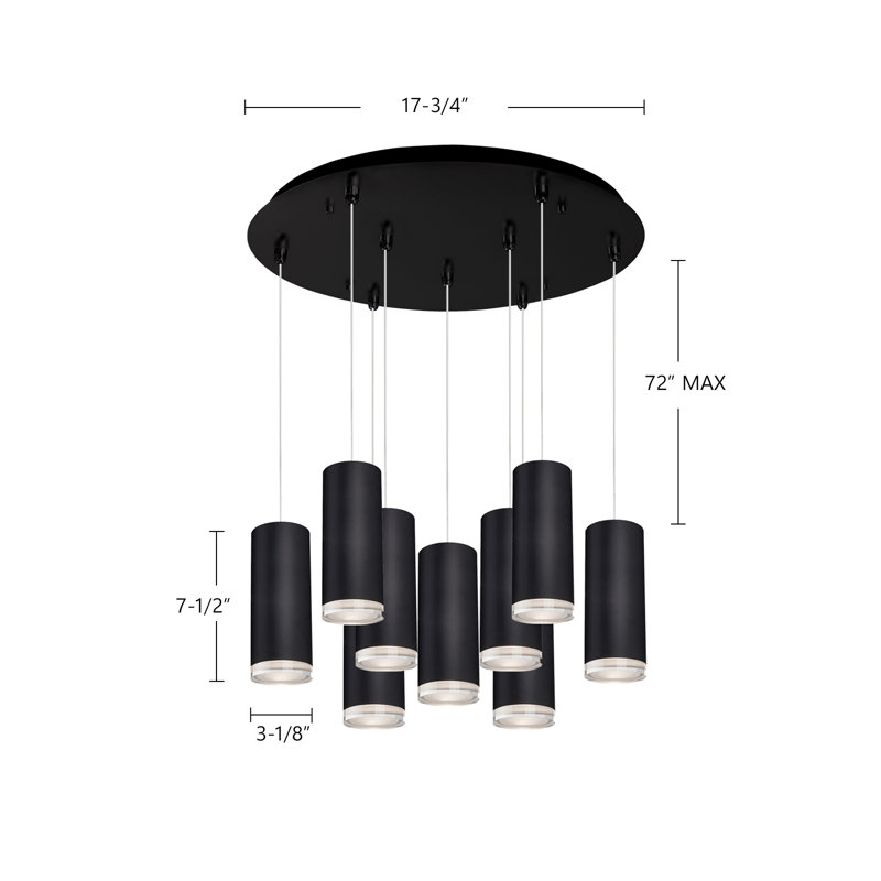 Cameo LED Pendant, White, 9 Lights, 75 W