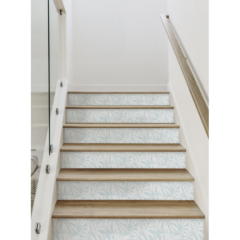 Feuilles de palmier tropicales, H 6,5 po x l 48 po, Bleu clair