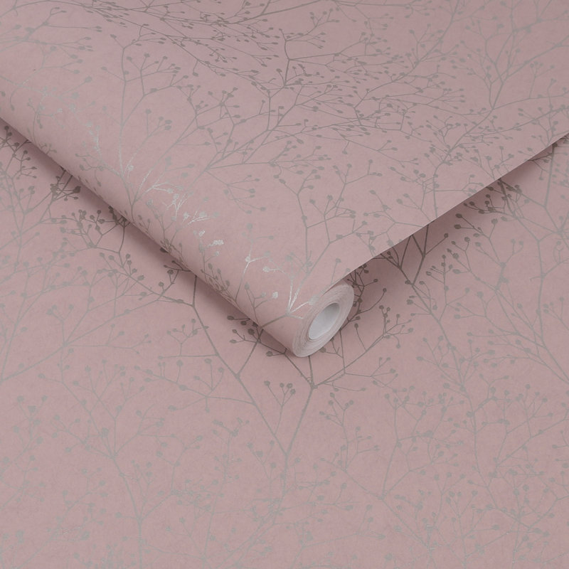 Floral Metallic Wallpaper Roll by Clarissa Hulse, Shell/Rose Gold