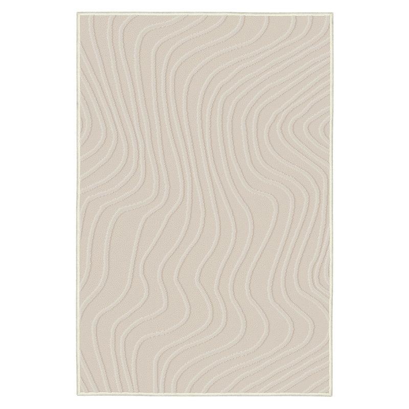 Tapis d'intérieur beige texturé lavable antidérapant doux, Rectangulaire 8 pi x 10 pi, Beige