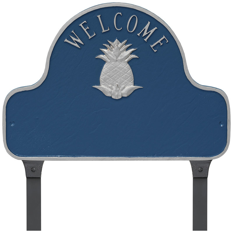 2-Line Lawn Address Sign, Gray/White, Yes