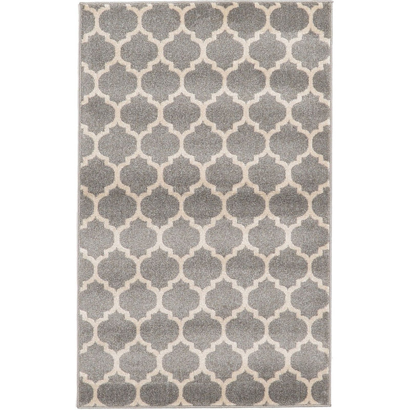 Molly Power Loom Dark Gray/Ivory Rug, Rectangle 3'1" x 5'3"
