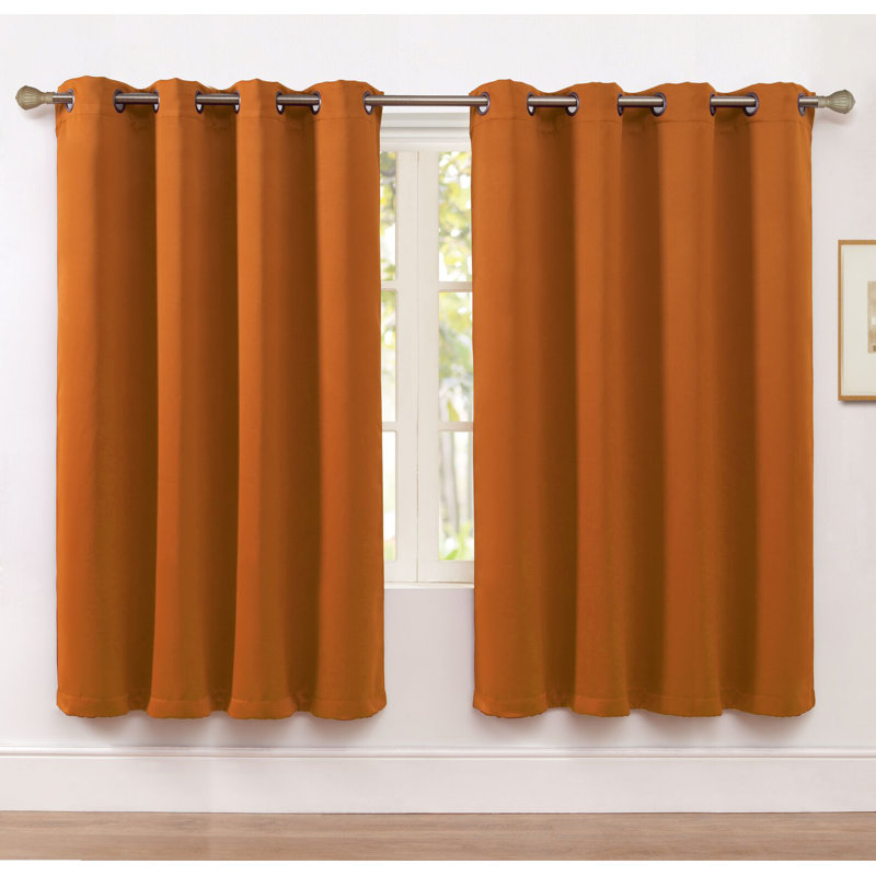 Karn Blackout Curtain Pair, 52" W x 63" L, Orange