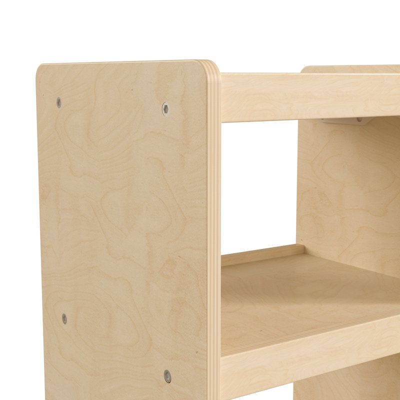 Natural Birch Plywood Mobile Utility Cart with 3 Shelves