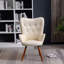 Chaise en velours blanc avec capitonnage à boutons - Pieds en bois massif, rembourrage en mousse luxueuse, rembourrage-940076120