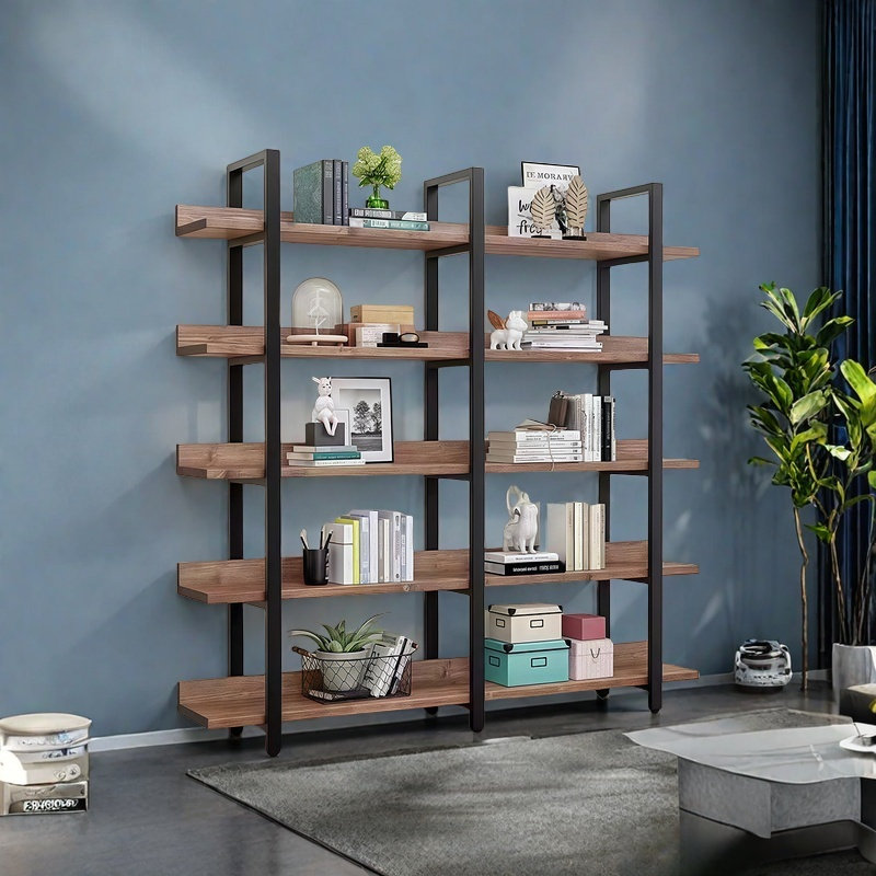 A versatile and fashionable bookcase, (5 Shelves) 71.6"H x 70.8"W x 11.8"D