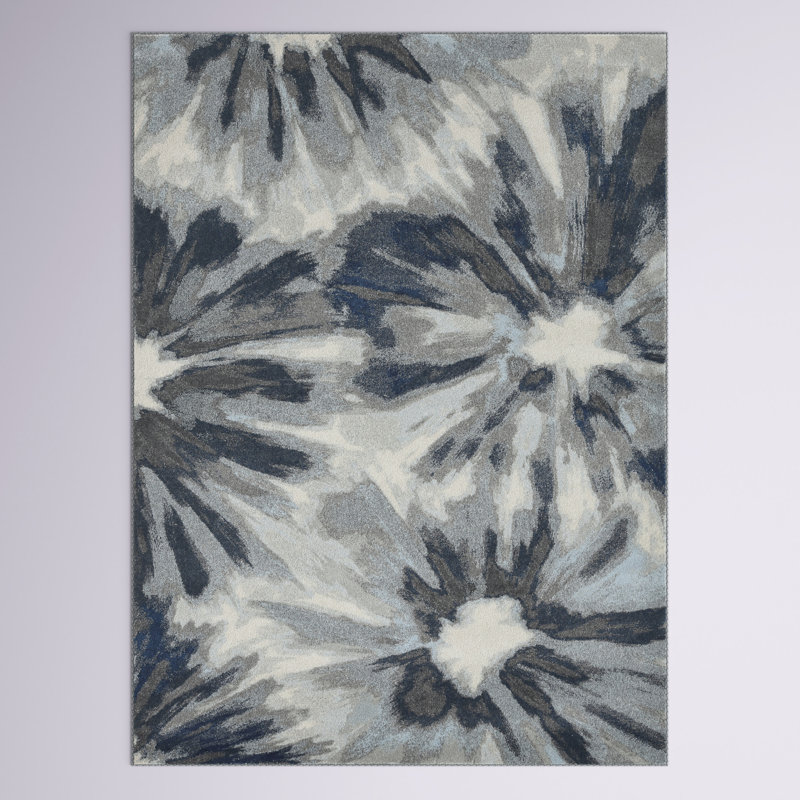Carrole Abstract Indoor Rug, Rectangle 5'3" x 7'7", Ivory/Blue
