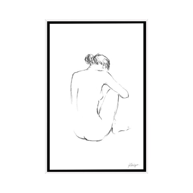 Figure contour III par Ethan Harper-impression de dessin, Pas de tapis, H 40 po x l 26 po x P 1,5 po, Toile blanche encadrée
