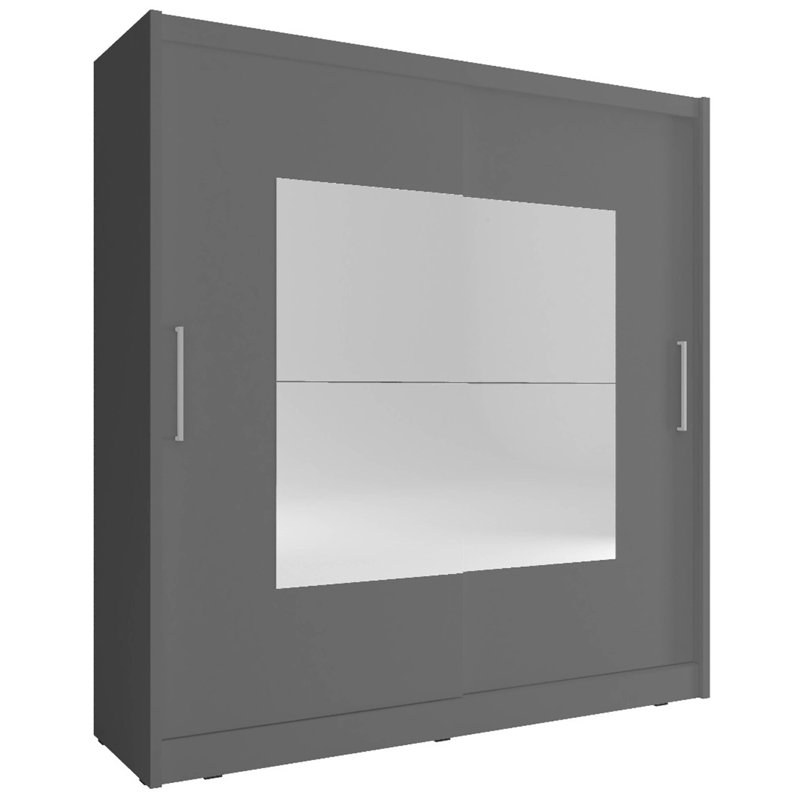 Jahwan 2 Door Manufactured Wood Wardrobe, Grey