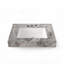 Comptoir en pierre frittée gris clair de 24 pouces et lavabo en céramique encastré avec trois trous prépercés pour robinetterie standard-134796050
