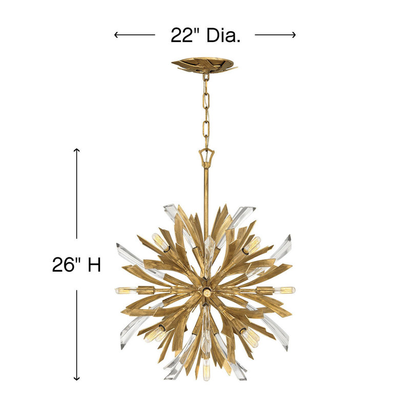 Vida Thirteen-Light Modern Orb Hanging Chandelier w/ Crystal Accents, 26"H x 22"W x 22"D