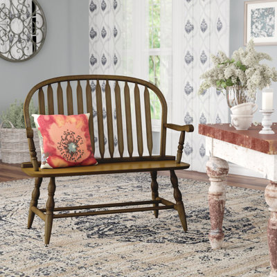 Classic Brown 44" Farmhouse Bench with Durable Rubberwood Frame