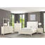 Commode 1 pièce avec glissières latérales en métal, poignées chromées, 5 tiroirs à queue d'aronde, design cannelé, fini blanc antique, style transitionnel, chambre à coucher