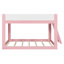 Grand lit superposé bas, lit superposé convertible en bois avec échelle réversible et garde-corps, rose et blanc-133682883-133682885